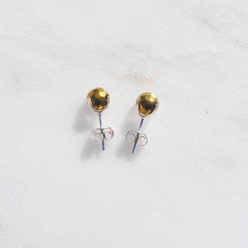 Gold Hematite and Sterling Silver Earrings