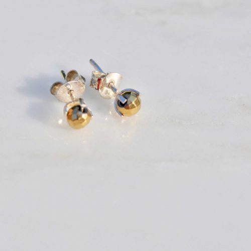 Gold Hematite and Silver Earrings (4mm)